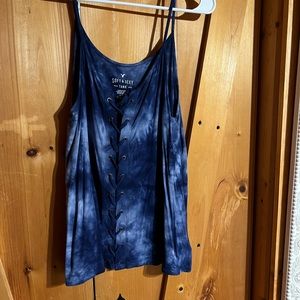 Blue tie die American eagle tank top